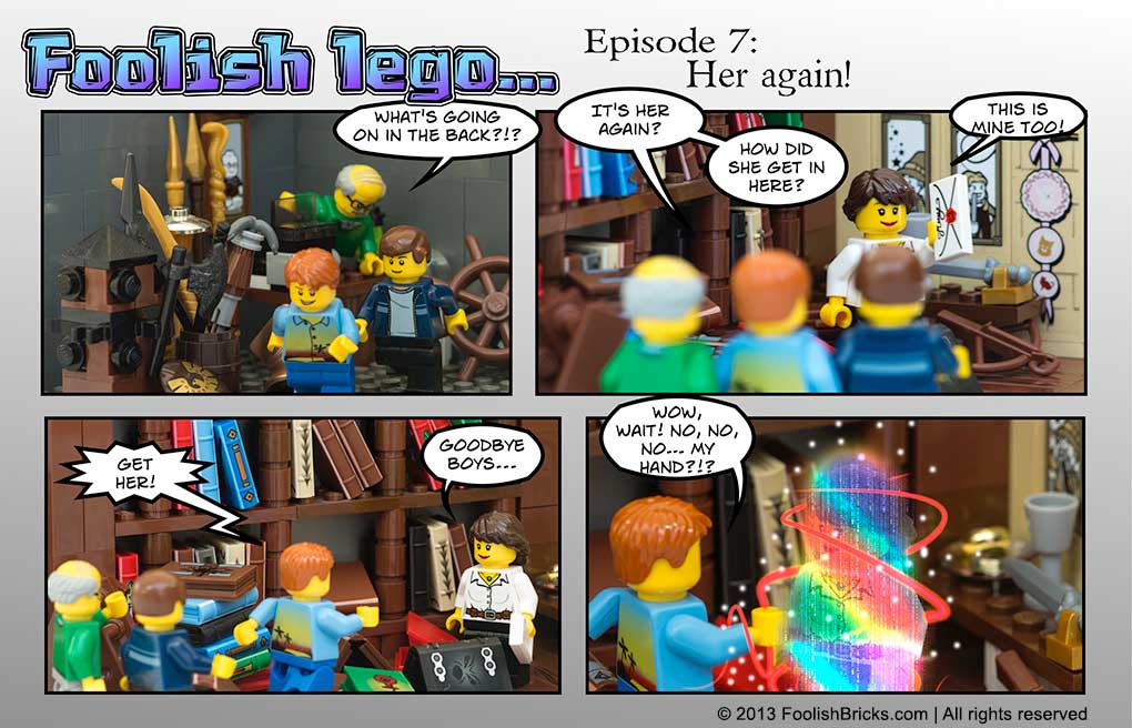 lego brick comic - In the back the thief woman appears again... who again disappears and Darryl has a problem