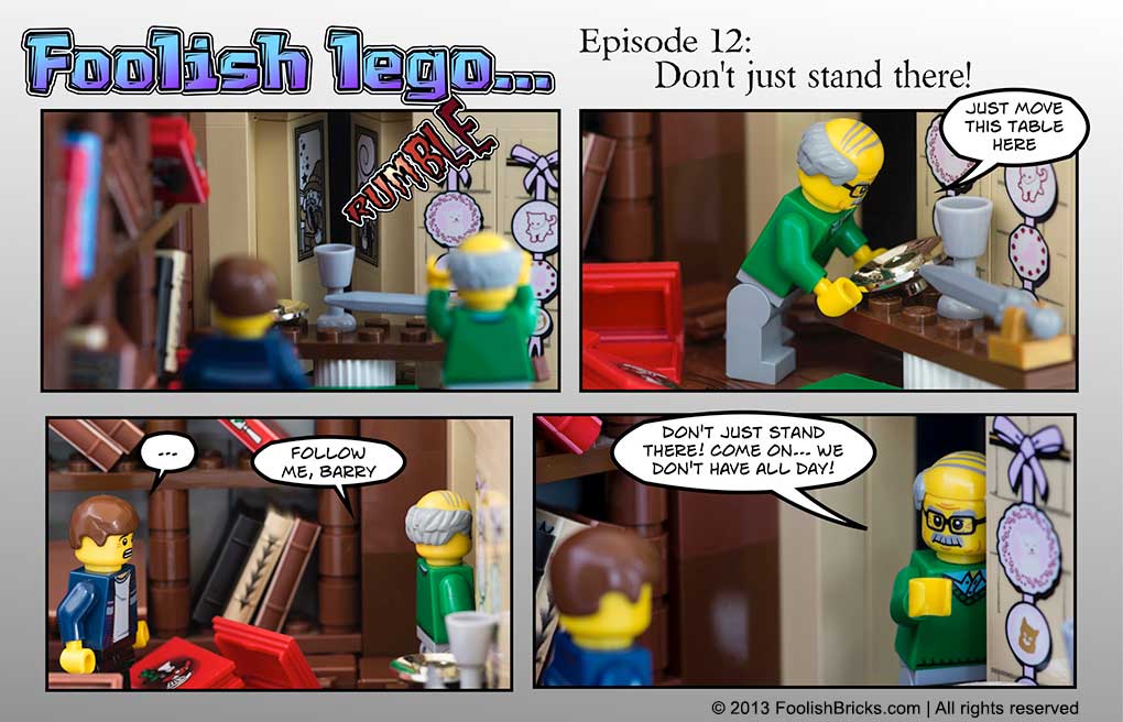 lego brick comic - Strabo opens a secret door