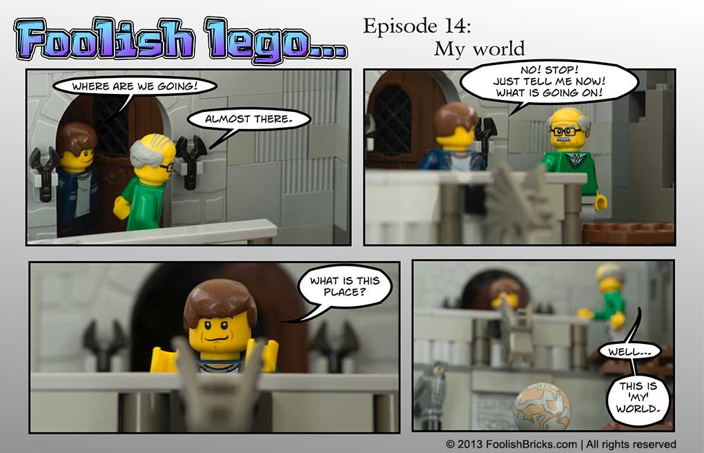 lego brick comic - Strabo tells Barry they are going to 'his' world
