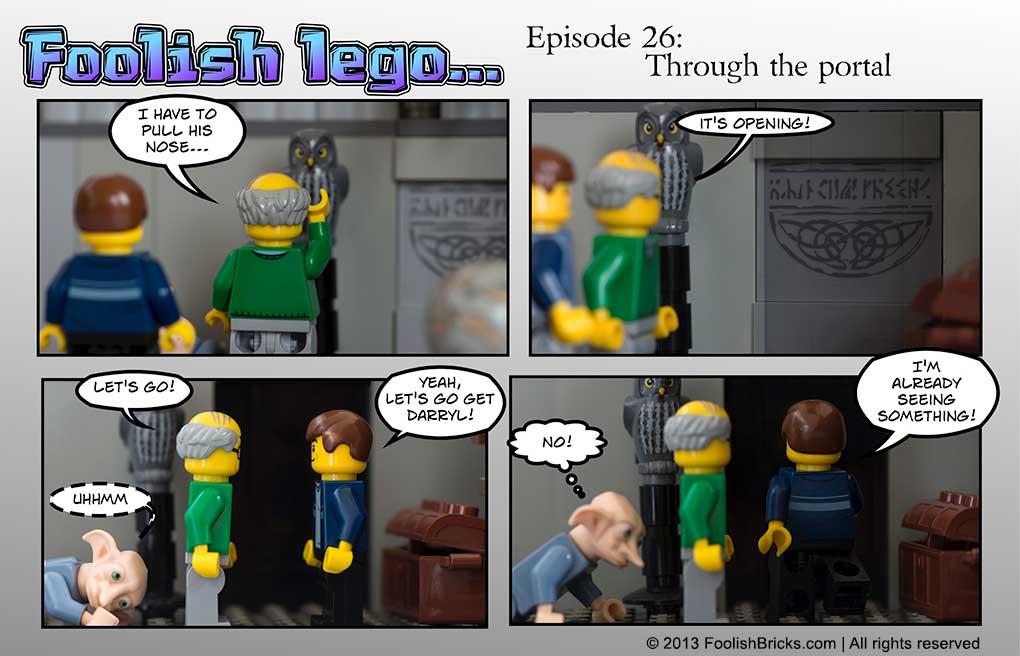 lego brick comic - Strabo opens the portal