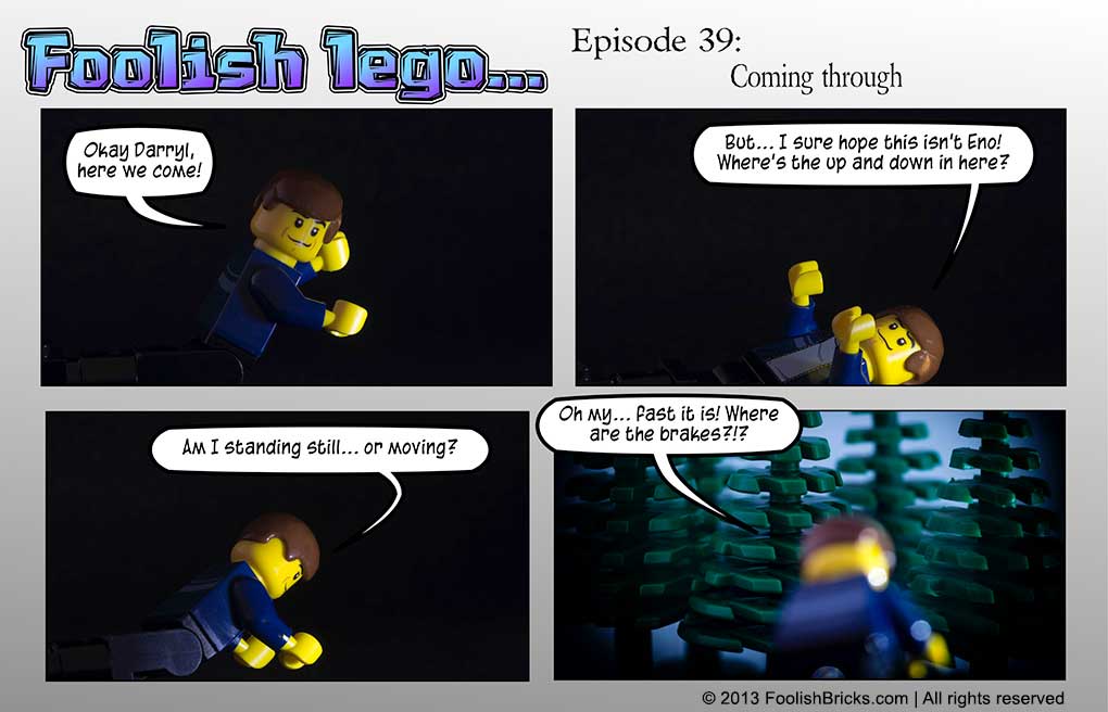 lego brick comic - Barry is moving through the portal, en route to Eno