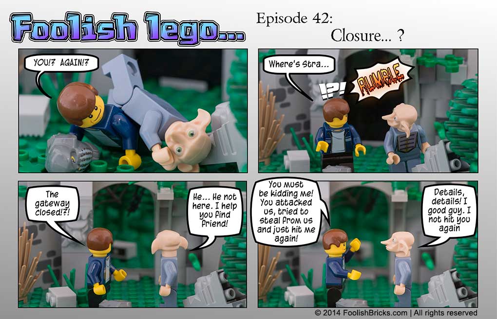 lego brick comic - The portal closed so Barry is stuck with Noldor on Eno