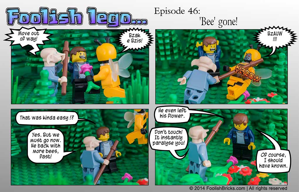 lego brick comic - Noldor saves Barry from the Eno bee