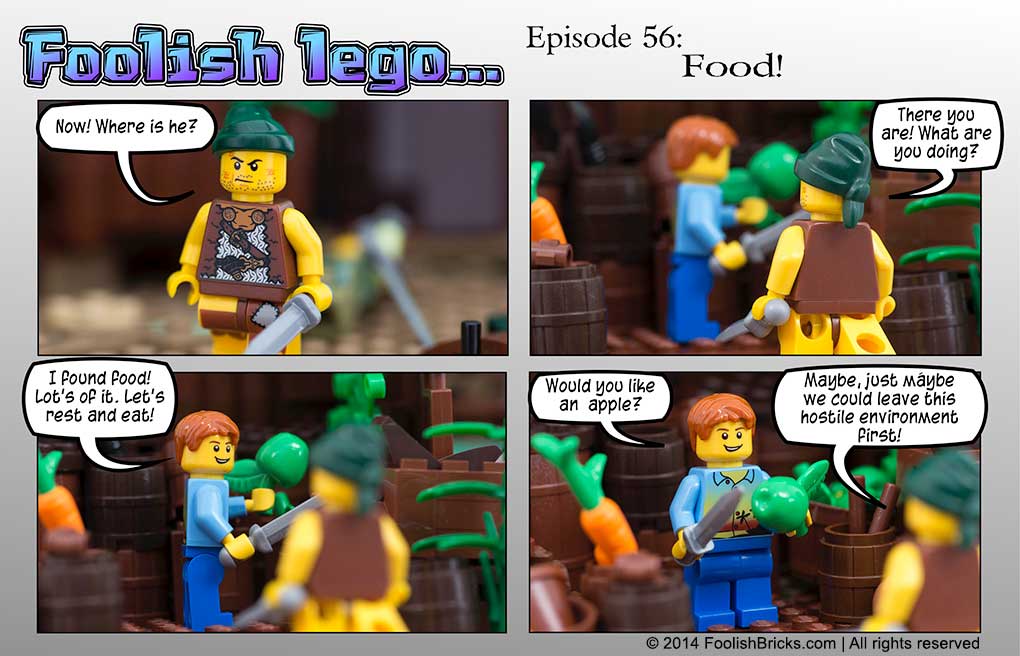 lego brick comic - Bagu tries to escape, Darryl is looking for food