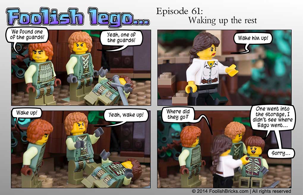 lego brick comic - Amida finds the unconscious guard and continues going after Darryl