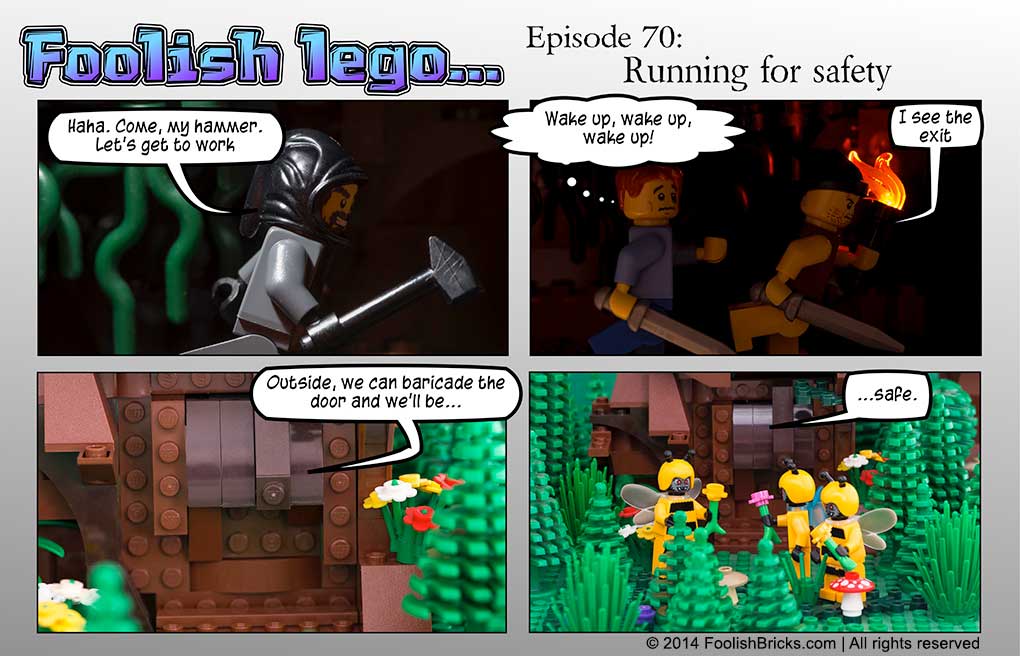 lego brick comic - Still chased by Venator, Barry and Bagu reach the end of the tunnel