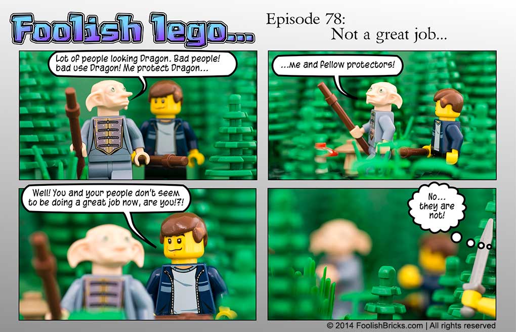 lego brick comic - Noldor says he is a protector of the dragon