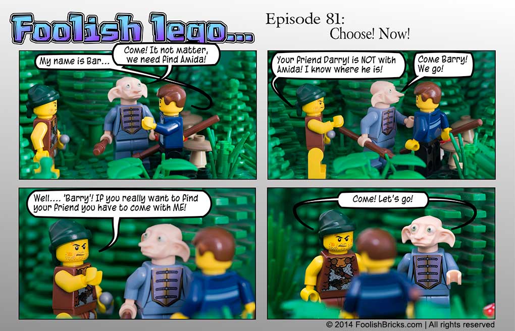 lego brick comic - Bagu and Noldor want Barry to chose who he'll follow