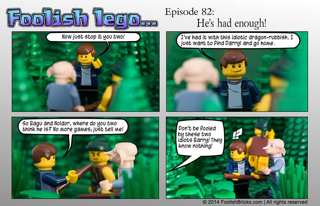 lego brick comic - Barry is fed up with everything. When someone else arrives, Bagu runs of quickly