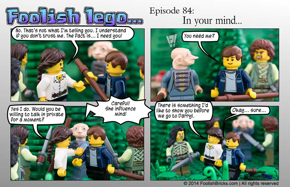 lego brick comic - Amida tells Barry she needs him while she controls his mind