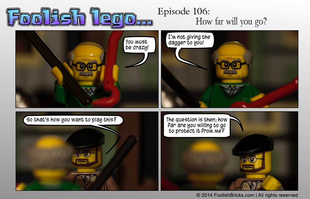 lego brick comic - Strabo refuses to give the dagger