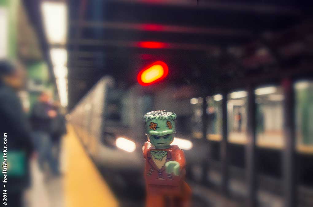 Lego photography Frankenstein new york subway