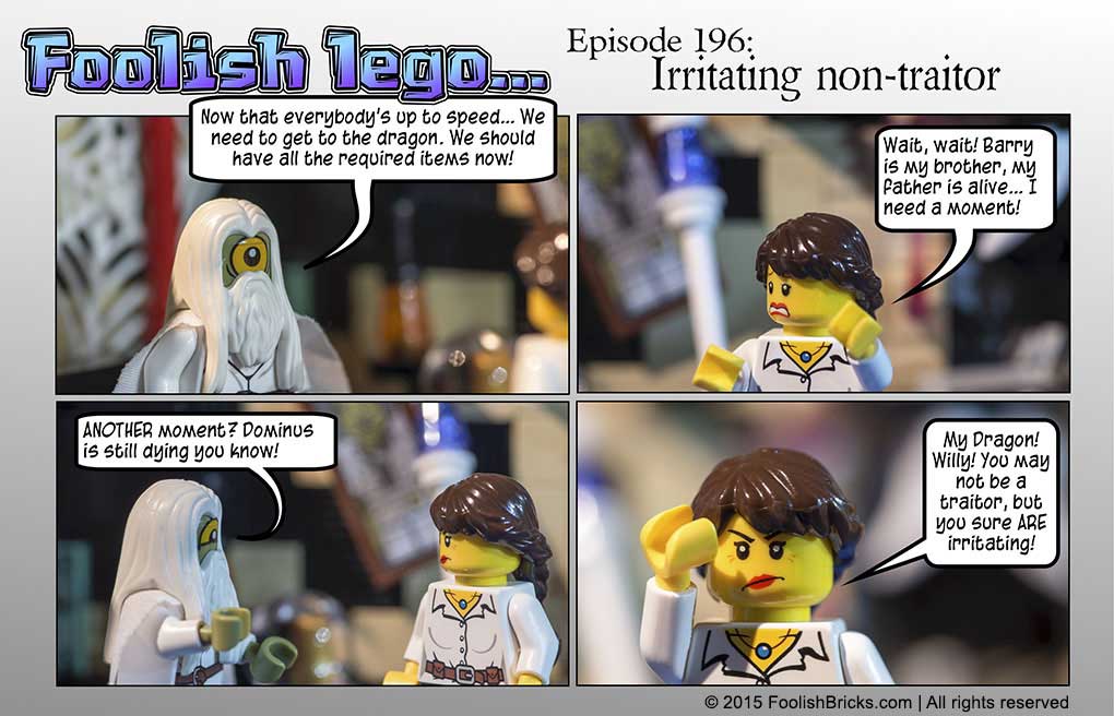 lego brick comic - Willy wants to get to Dominus fast, and being insensitive to Amida about it