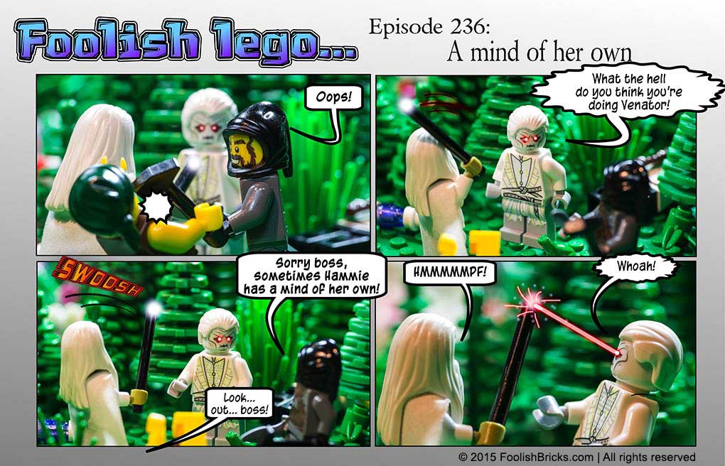 lego brick comic - Venator accidentally hits Bagu and Willy tries to take Scondeite down