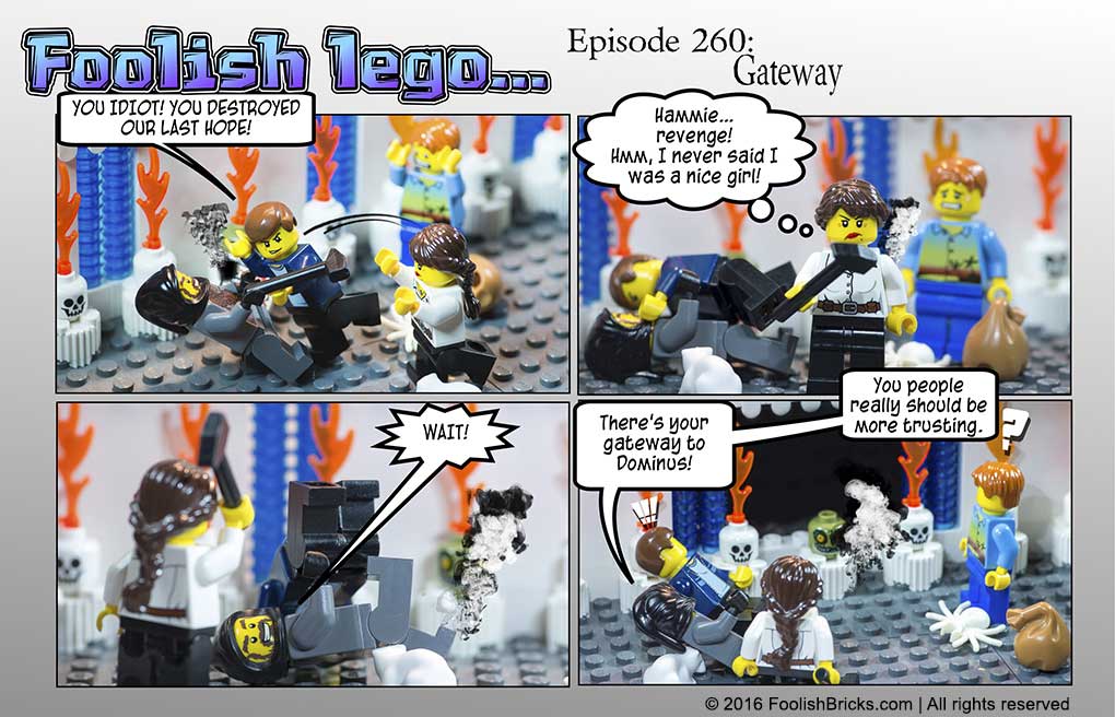 lego brick comic - Amida wants her revenge on Venator, who finds the door to the inner catacombs just in time