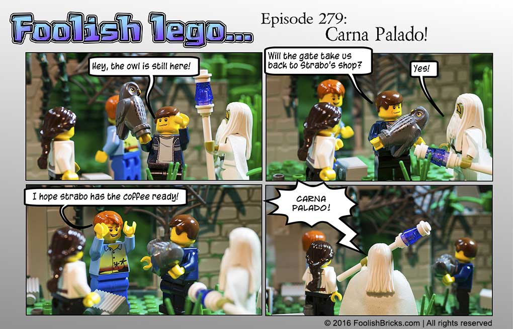 lego brick comic - Willy opens the gateway home