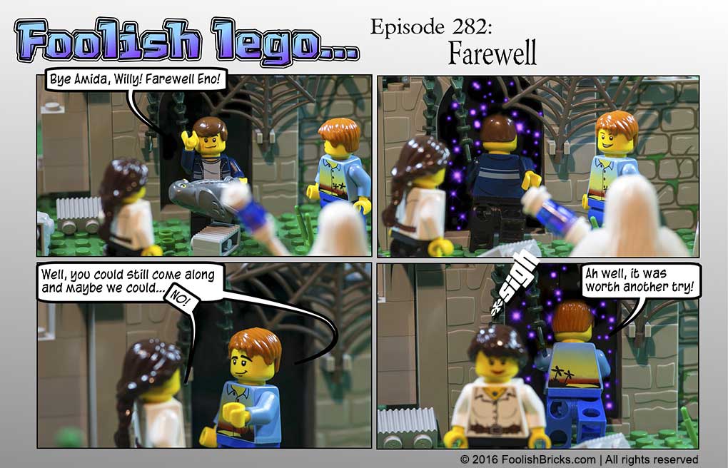 lego brick comic - Barry and Darryl enter the portal to return home