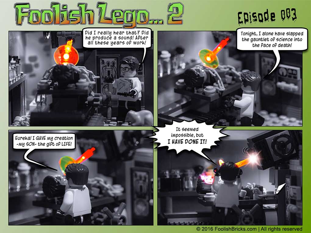 lego brick comic - Fronkenbrick/ Frankenstein creates a monster