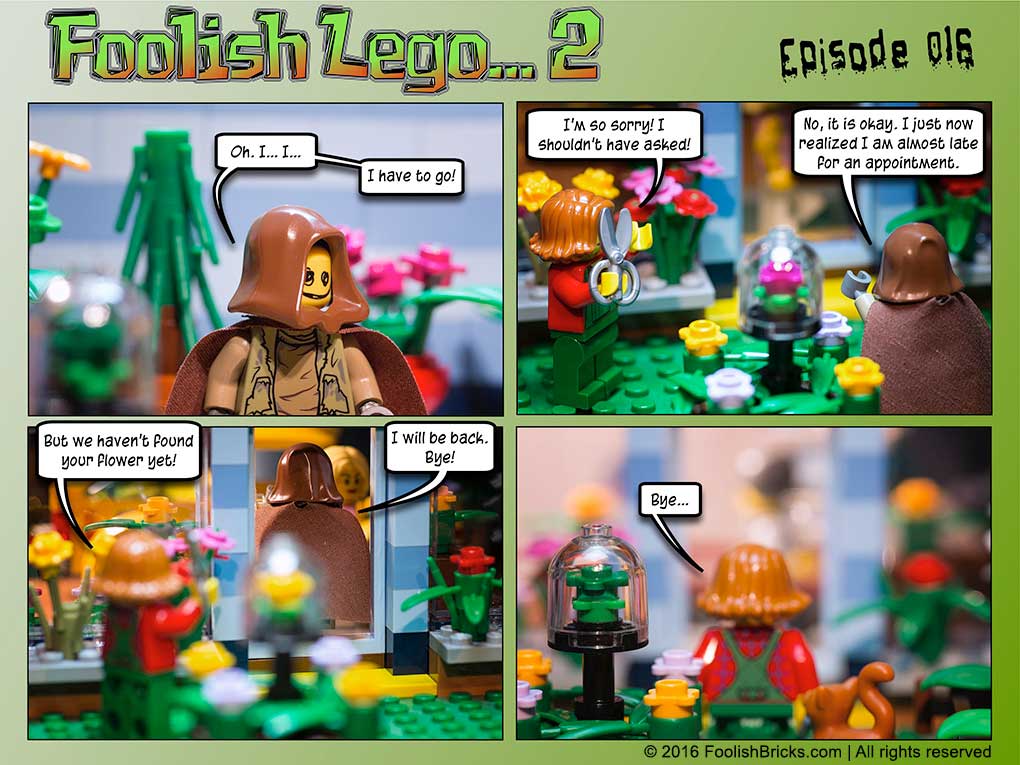 lego brick comic - Dwaas, the monster leaves hastily