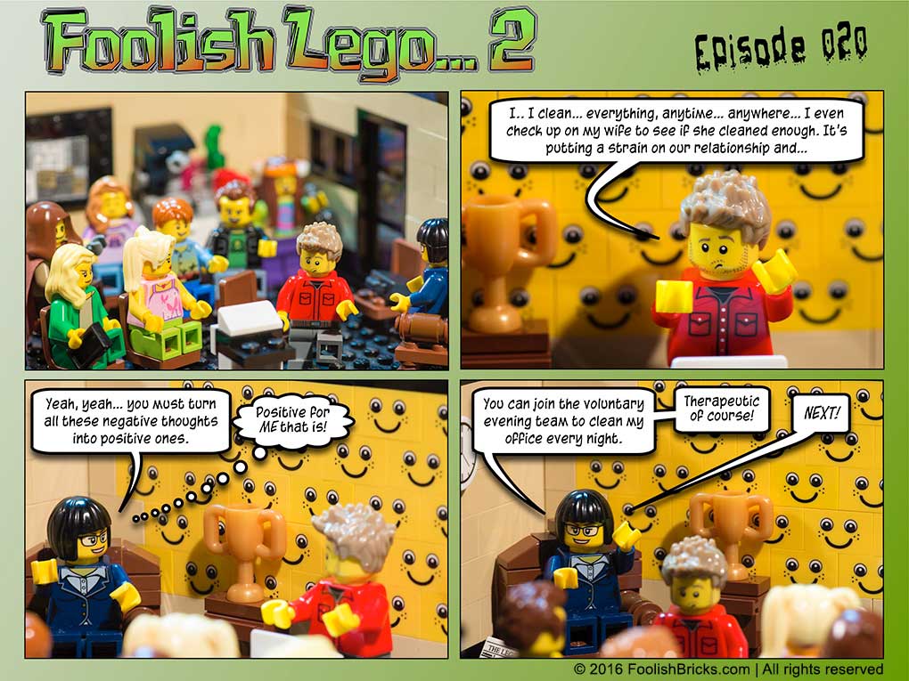lego brick comic - therapy for cleaning obsession