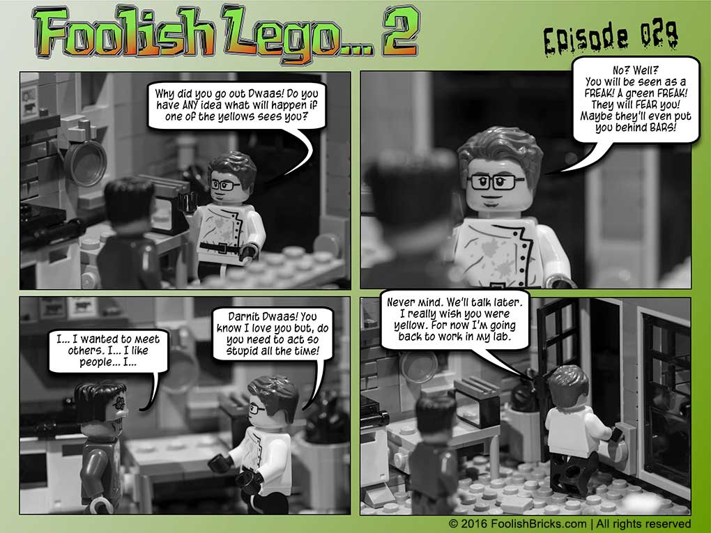 lego brick comic - Dwaas, the monster is belittled by his father