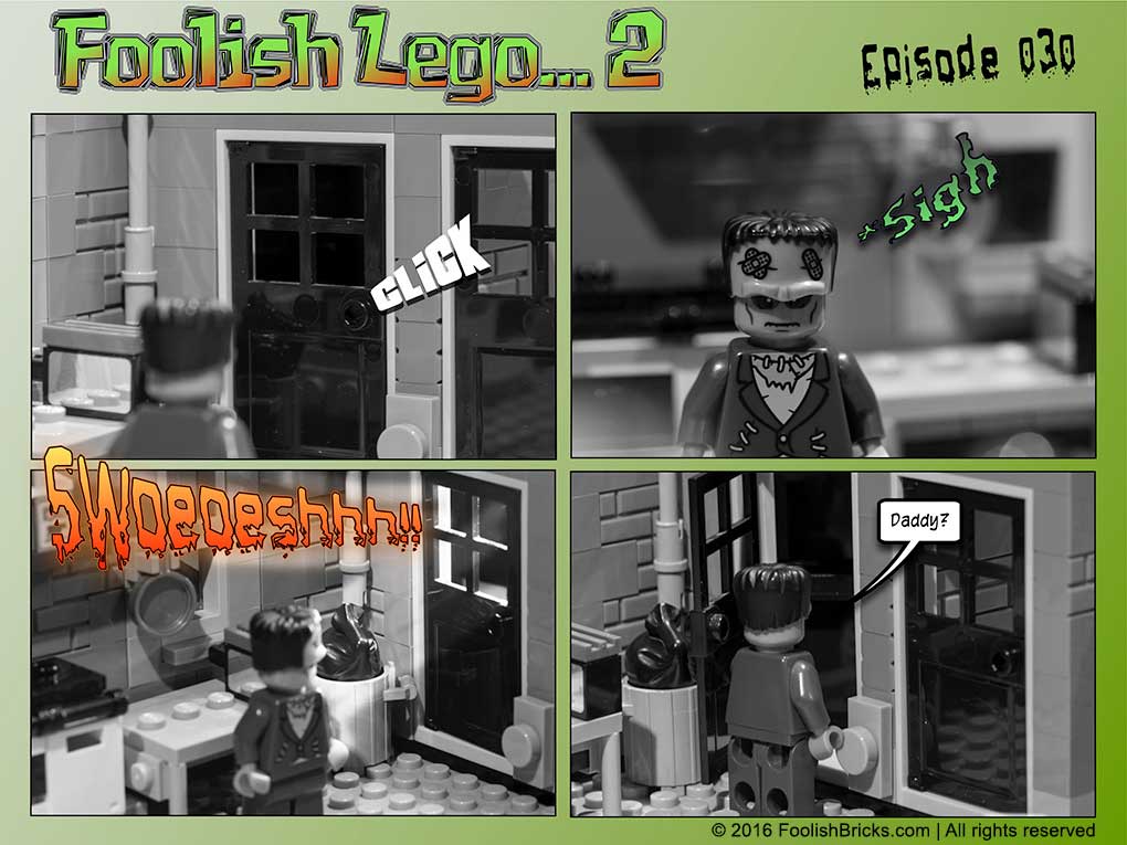 lego brick comic - Dwaas wonders about what is going on in the basement
