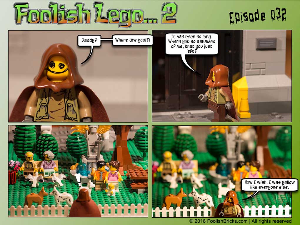 lego brick comic - Dwaas wishes he was yellow in stead of green