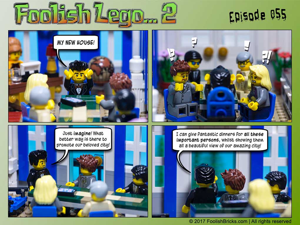 lego brick comic - the mayors' plan for a new house