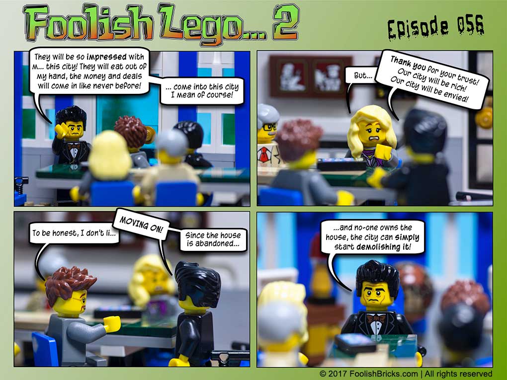 lego brick comic - the mayor does not tolerate others when he is speaking