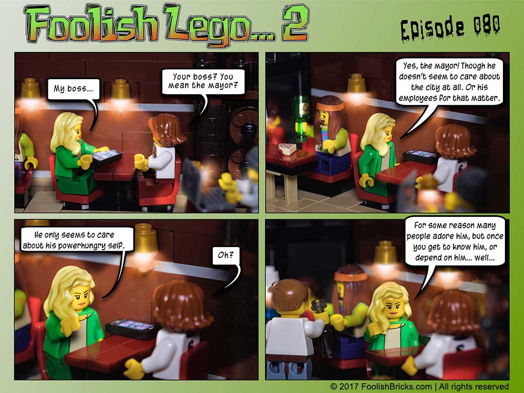 lego brick comic - Bree talks about her boss, the mayor