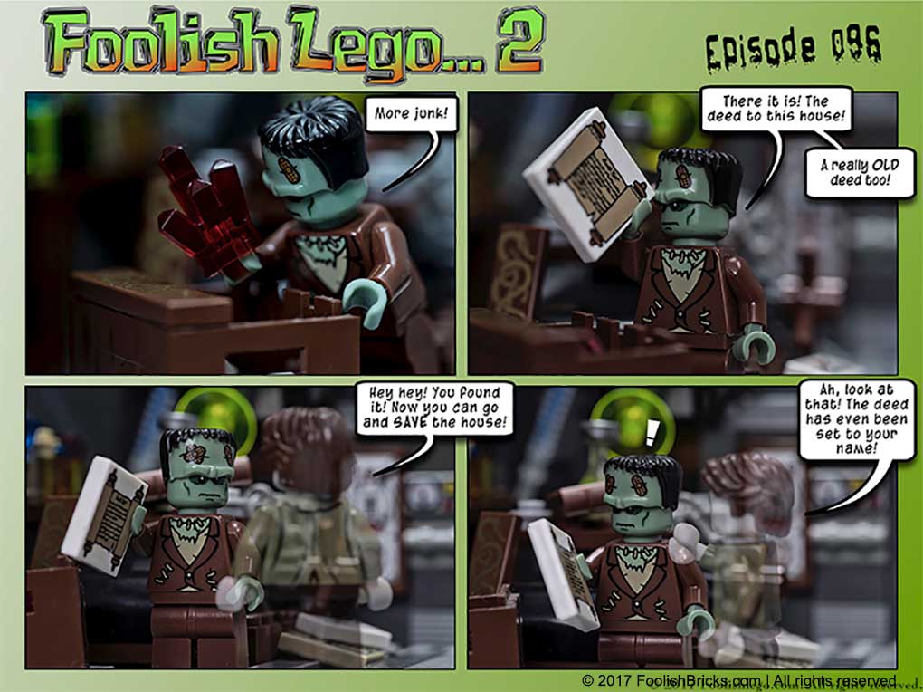 lego brick comic - Dwaas finds the deed to the house