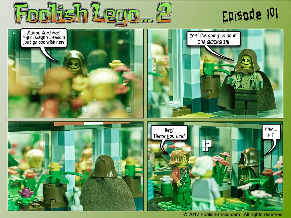 lego brick comic - Dwaas wants to ask Dawn on a date