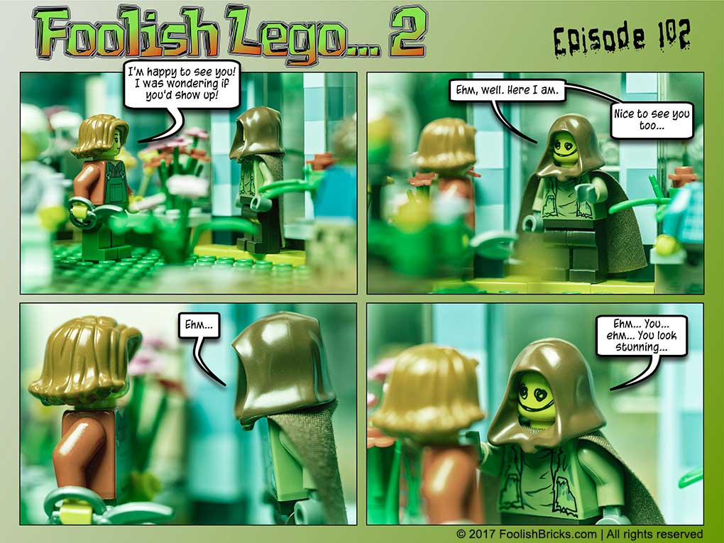 lego brick comic - Dwaas and Dawn meet for their date