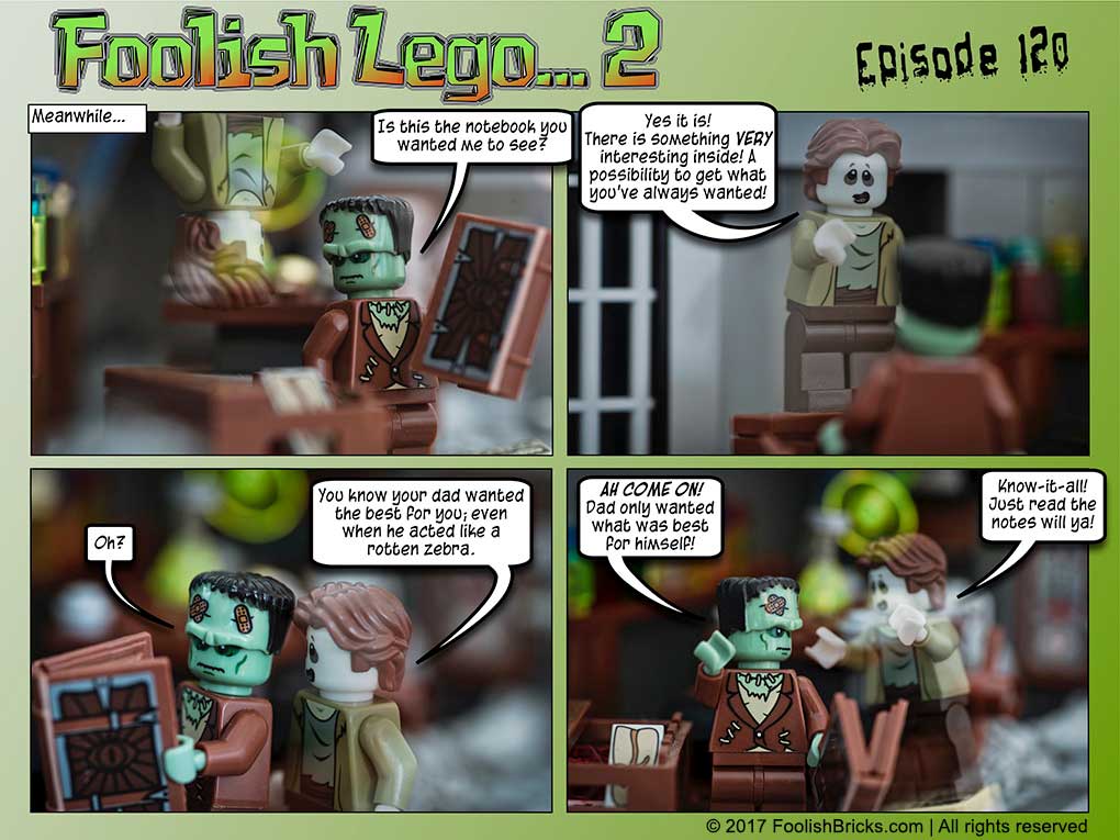 lego brick comic - Kemi urges Dwaas to read his father' notebook
