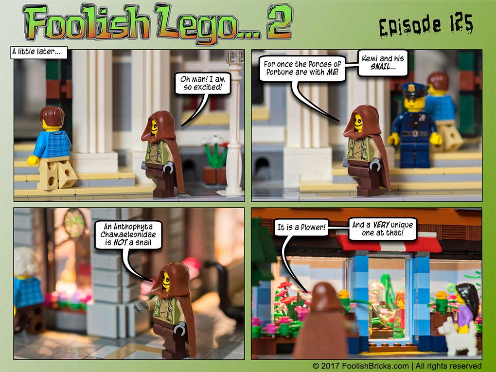 lego brick comic - Dwaas realised it's not about snails, but about flowers