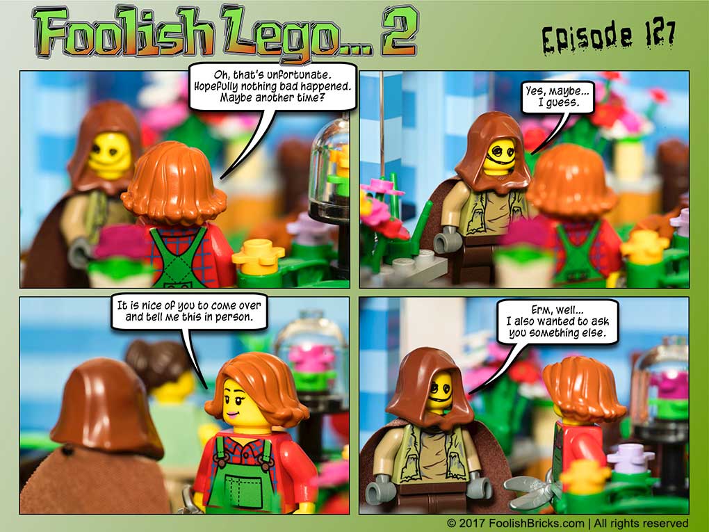 lego brick comic - Dwaas has another question to ask Dawn and tries to come to the point