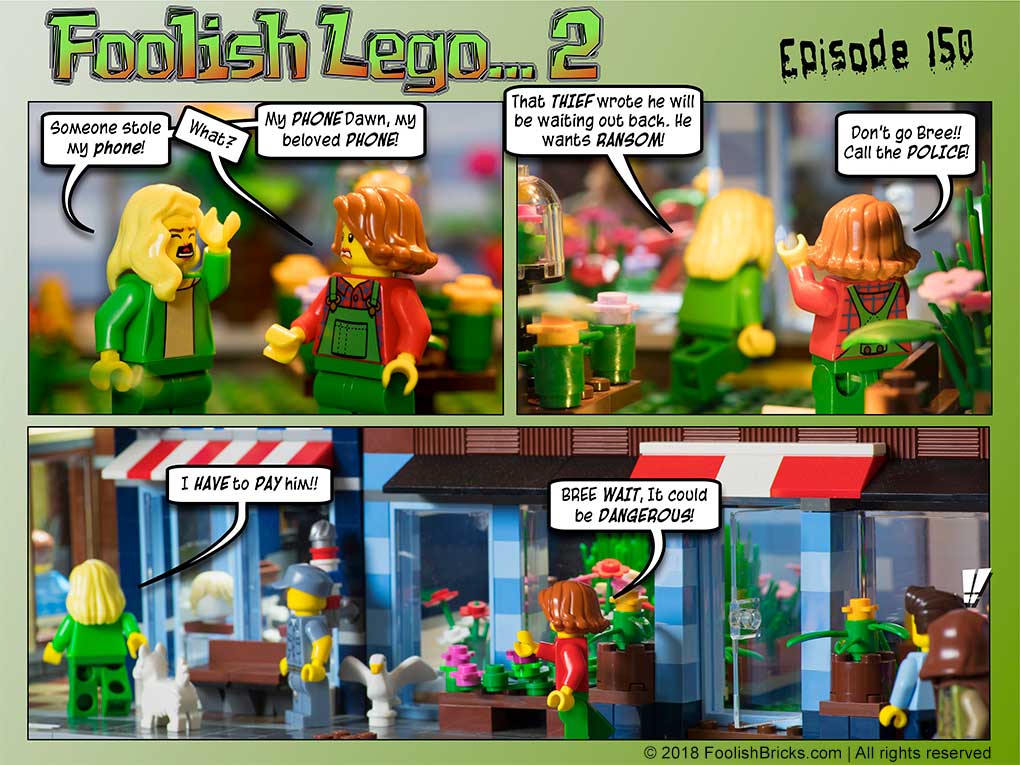 lego brick comic - Bree wants her phone back and goes after the thief
