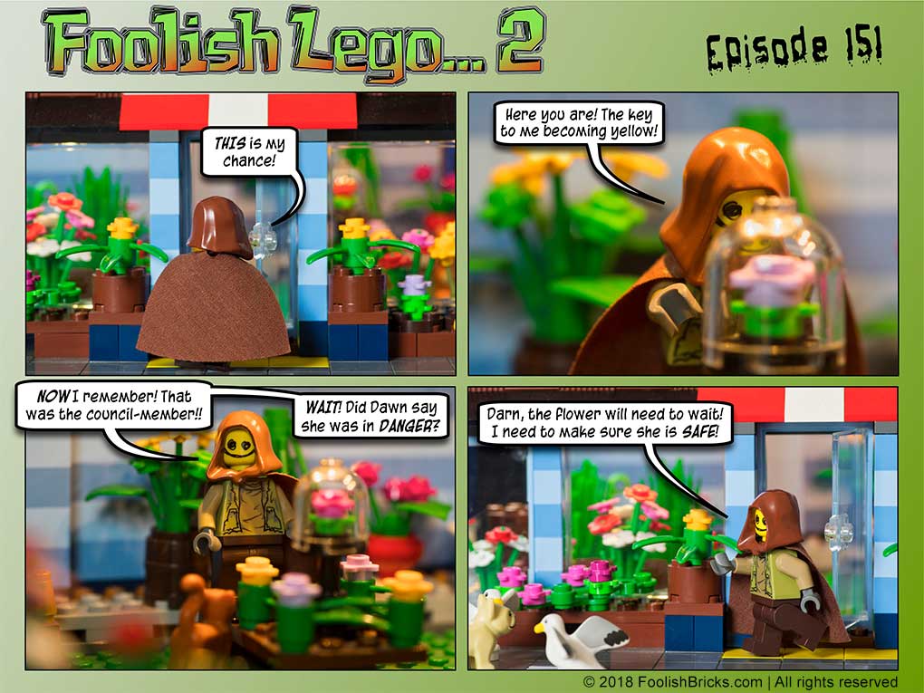 lego brick comic - Dwaas decides Dawn's safety is more important than his moment of triumph