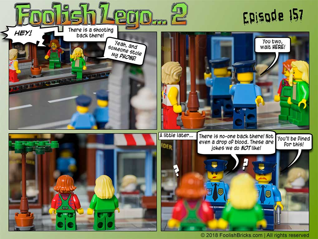 lego brick comic - Dawn and Bree send in the police, who find nothing!