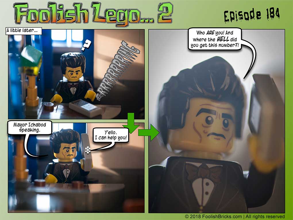 Lego brick comic - phonecall to mayor