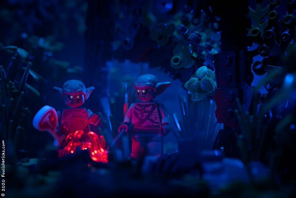 Lego Photography - monsters night forest fire